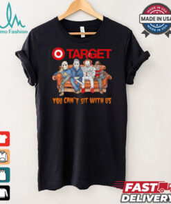 Target club you can’t sit with us Voorhees Myers Pennywise and Krueger Halloween shirt