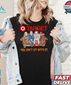 Target club you can’t sit with us Voorhees Myers Pennywise and Krueger Halloween shirt