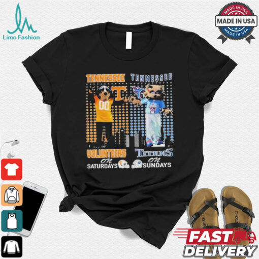 Tennessee Volunteers On Saturdays Smokey Tennessee Titans T Rac On Sundays T Shirt
