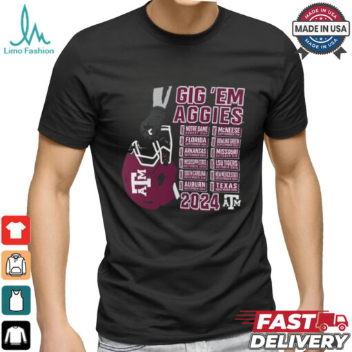Texas A&M Aggies Black Football Schedule T Shirt