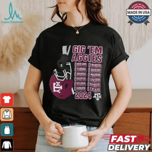 Texas A&M Aggies Black Football Schedule T Shirt