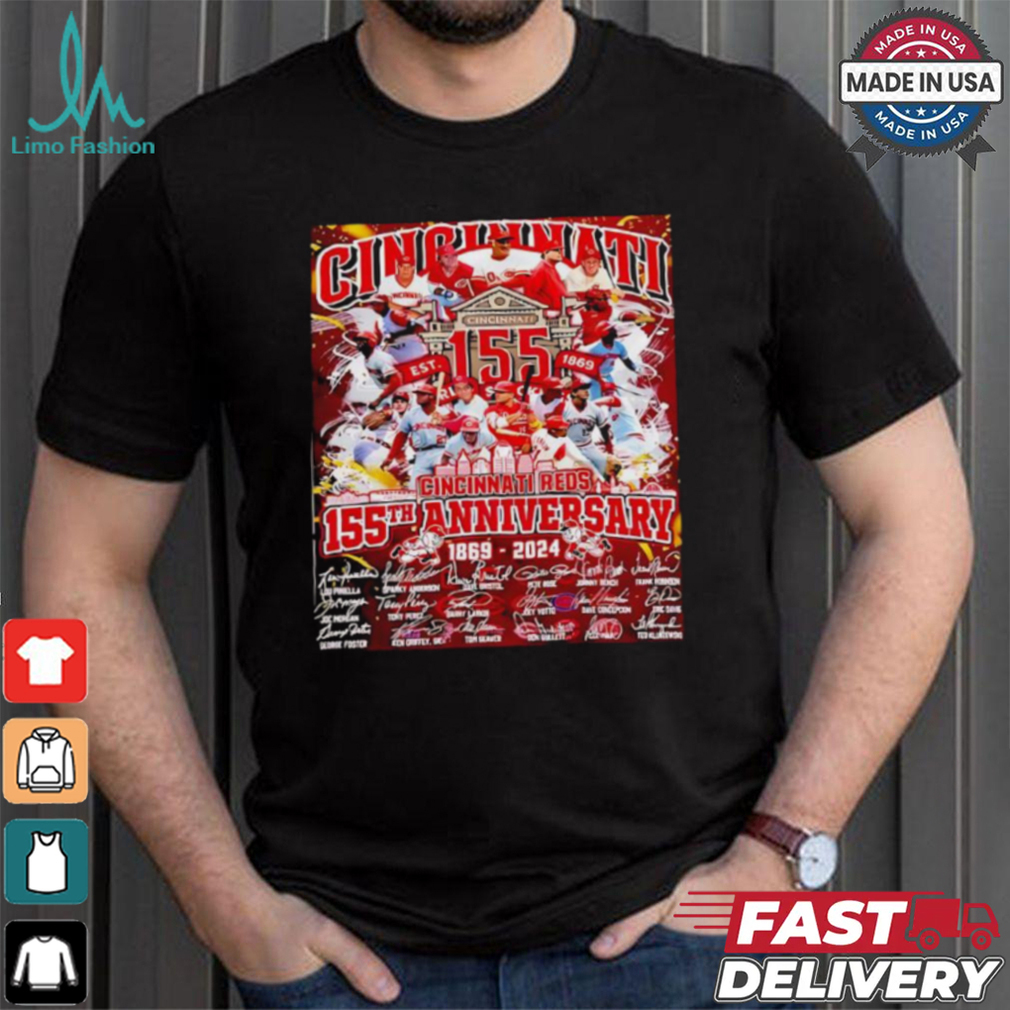 The Cincinnati Reds 155th anniversary 1869 2024 signatures shirt The Cincinnati Reds 155th anniversary 1869 2024 signatures shirt