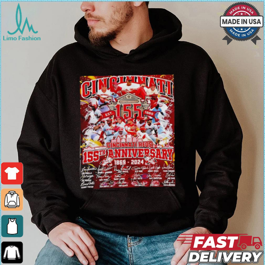 The Cincinnati Reds 155th anniversary 1869 2024 signatures shirt The Cincinnati Reds 155th anniversary 1869 2024 signatures shirt