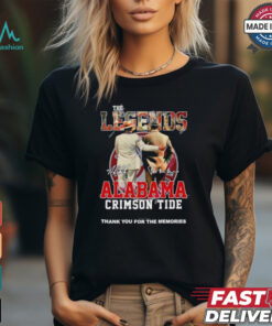 The Legends Alabama Crimson Tide Nick Saban and Bear Bryant thank you for the memories signatures shirt