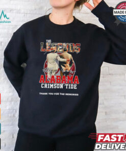 The Legends Alabama Crimson Tide Nick Saban and Bear Bryant thank you for the memories signatures shirt