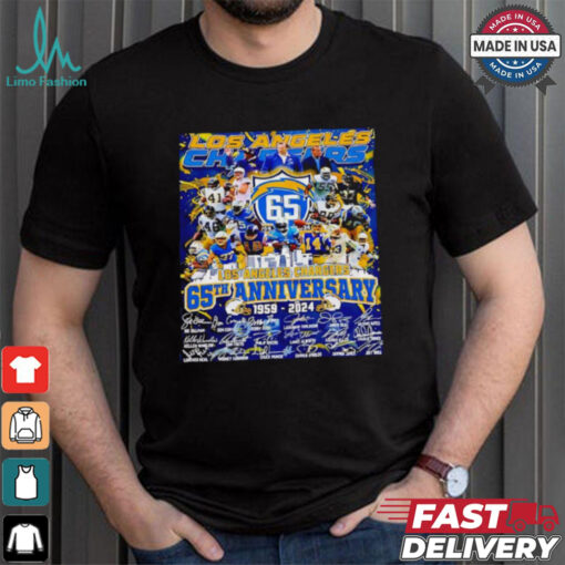 The Los Angeles Chargers 65th anniversary 1959 2024 signatures shirt