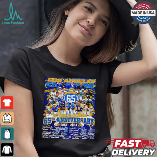 The Los Angeles Chargers 65th anniversary 1959 2024 signatures shirt