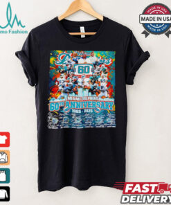 The Miami Dolphins 60th anniversary 1965 2025 signatures shirt
