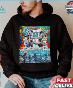 The Miami Dolphins 60th anniversary 1965 2025 signatures shirt