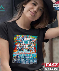 The Miami Dolphins 60th anniversary 1965 2025 signatures shirt