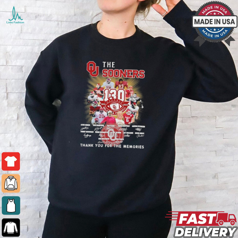 The Oklahoma Sooners 130th Anniversary 1895 2025 Thank You For The Memories Signature Shirt The Oklahoma Sooners 130th Anniversary 1895 2025 Thank You For The Memories Signature Shirt