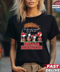The Peanuts Characters X Indiana Hoosiers Love Fall It’s The Most Wonderful Time Of The Year Shirt