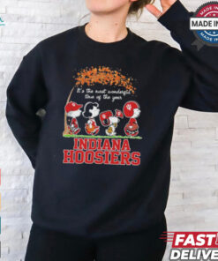 The Peanuts Characters X Indiana Hoosiers Love Fall It’s The Most Wonderful Time Of The Year Shirt