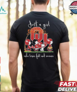 The Peanuts Walking Just A Girl Who Love Fall And University Of Oklahoma Shirt
