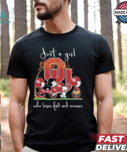 The Peanuts Walking Just A Girl Who Love Fall And University Of Oklahoma Shirt, hoodie, sweater, long sleeve and tank top The Peanuts Walking Just A Girl Who Love Fall And University Of Oklahoma Shirt