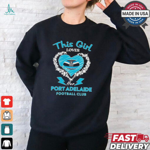 This girl loves her Port Adelaide football club heart shirt
