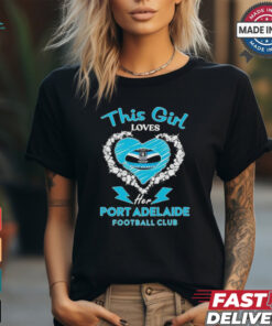 This girl loves her Port Adelaide football club heart shirt