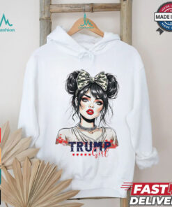 Trump girl messy bun Trump 2024 election American flag shirt