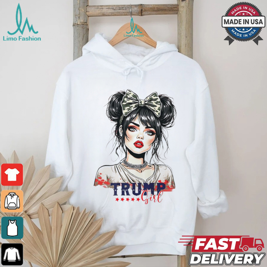 Trump girl messy bun Trump 2024 election American flag shirt Trump girl messy bun Trump 2024 election American flag shirt