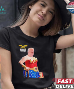 Trump wonder moron woman holding KFC french fried shirt