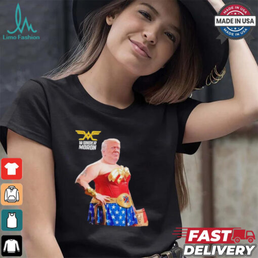 Trump wonder moron woman holding KFC french fried shirt