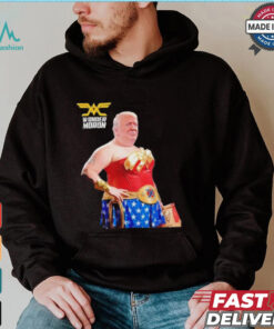 Trump wonder moron woman holding KFC french fried shirt