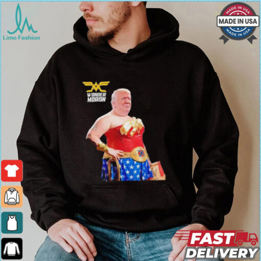 Trump wonder moron woman holding KFC french fried shirt