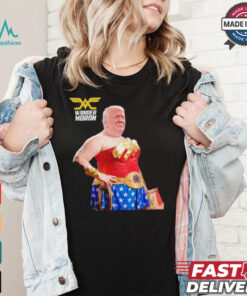 Trump wonder moron woman holding KFC french fried shirt