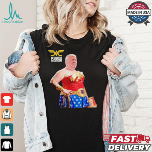 Trump wonder moron woman holding KFC french fried shirt