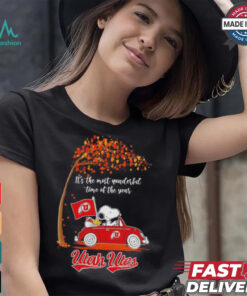 Utah Utes Snoopy driving car fall the most wonder ful time of the year shirt