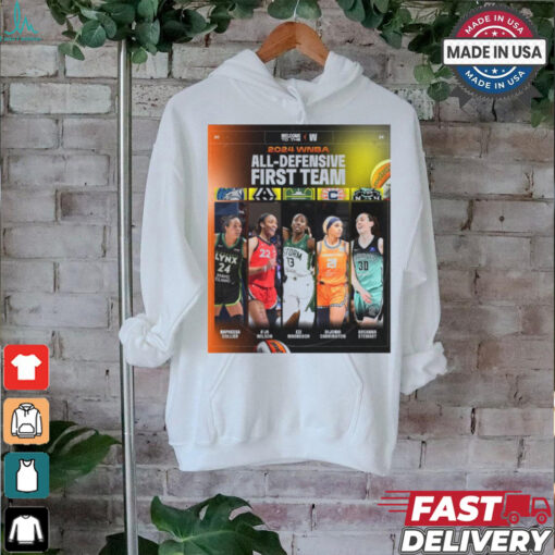 WNBA All Defensive First team Are Napheesa Collier, A’ja Wilson, Ezi Magbegor, Dijonai Carrington, Breanna Stewart 2024 Poster t shirt