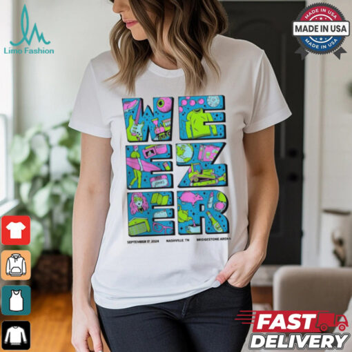 Weezer Poster For Nashville TN Show At Bridgestone Arena On September 17 2024 Unisex T Shirt