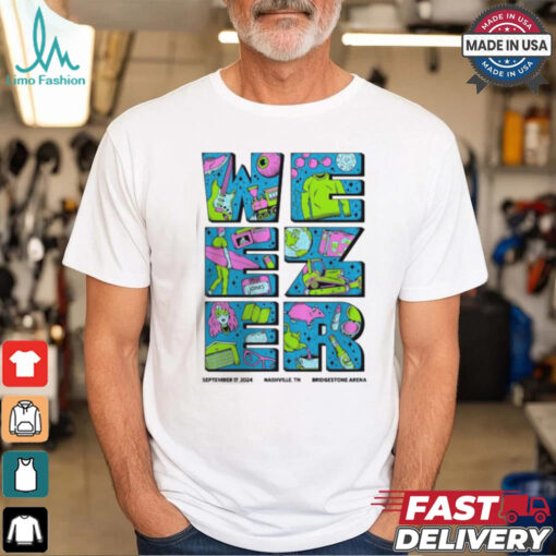 Weezer Poster For Nashville TN Show At Bridgestone Arena On September 17 2024 Unisex T Shirt