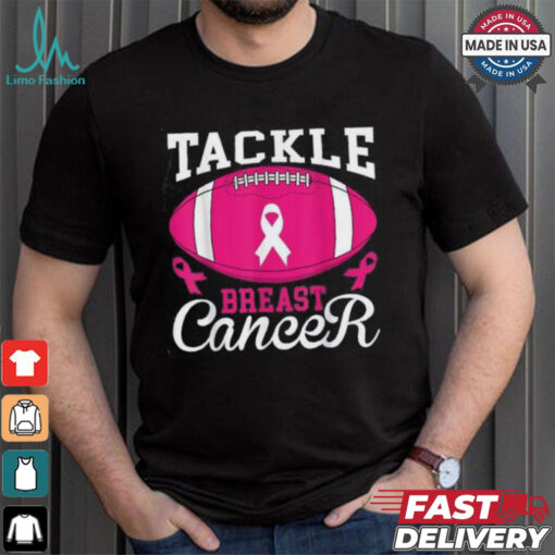 Woman Tackle Football Pink Ribbon Breast Cancer Awareness Women’s Oversized Comfort T Shirt