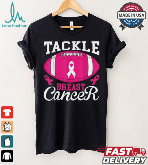 Woman Tackle Football Pink Ribbon Breast Cancer Awareness Women’s Oversized Comfort T Shirt