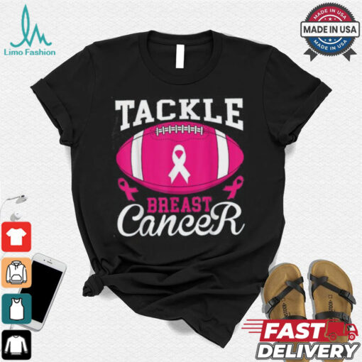 Woman Tackle Football Pink Ribbon Breast Cancer Awareness Women’s Oversized Comfort T Shirt