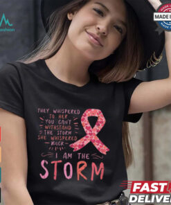 Women Ribbon I Am The Storm Survivor Breast Cancer Awareness Gift T Shirt