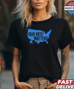 Your vote matters blue map T shirt