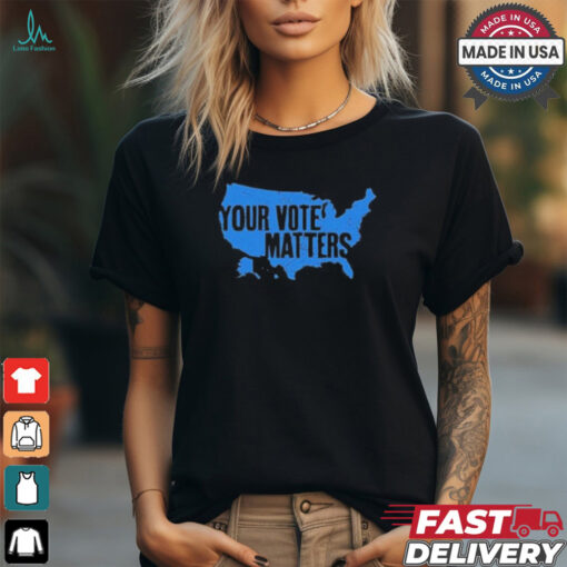 Your vote matters blue map T shirt