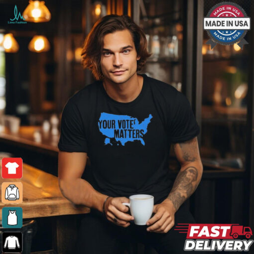 Your vote matters blue map T shirt