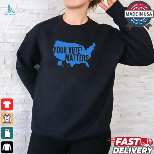Your vote matters blue map T shirt