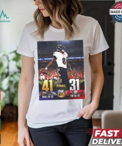 2024 Poster Baltimore Ravens 41 – 31 Tampa Bay Buccaneers The Ravens Get The W On The Road And Their 5th Straight Win t shirt