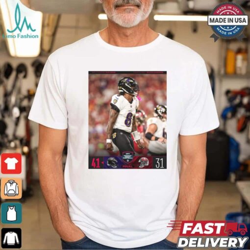 2024 Poster Final Baltimore Ravens 41 – 31 Tampa Bay Buccaneers NFL Monday Night Football t shirt