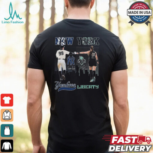 Aaron Judge New York Yankees X Sabrina Ionescu New York Liberty Signatures 2024 T Shirt Black