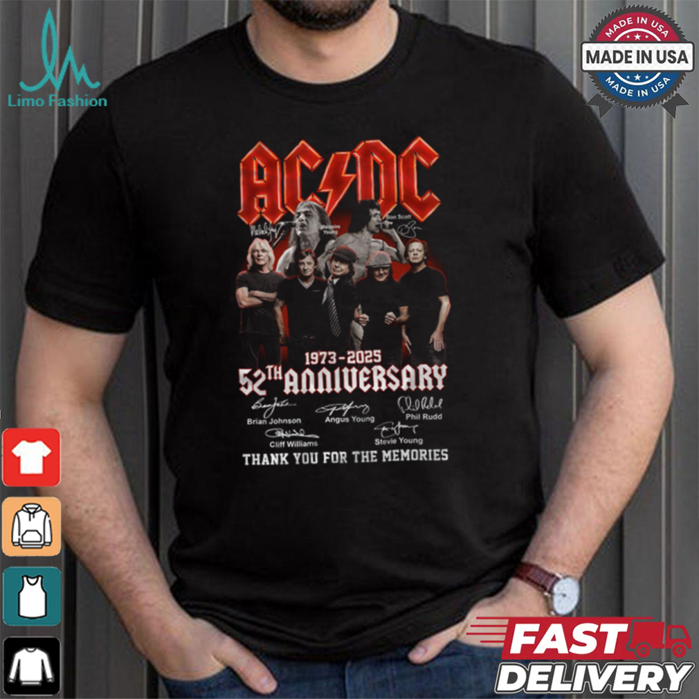 Acdc 52 Years Anniversary 1973 2025 Thank You For The Memories Gift For Fan T Shirt