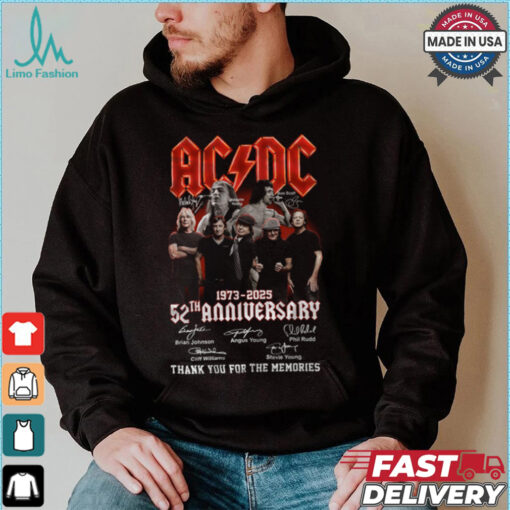 Acdc 52 Years Anniversary 1973 2025 Thank You For The Memories Gift For Fan T Shirt