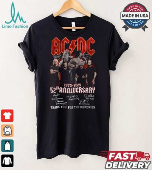 Acdc 52 Years Anniversary 1973 2025 Thank You For The Memories Gift For Fan T Shirt