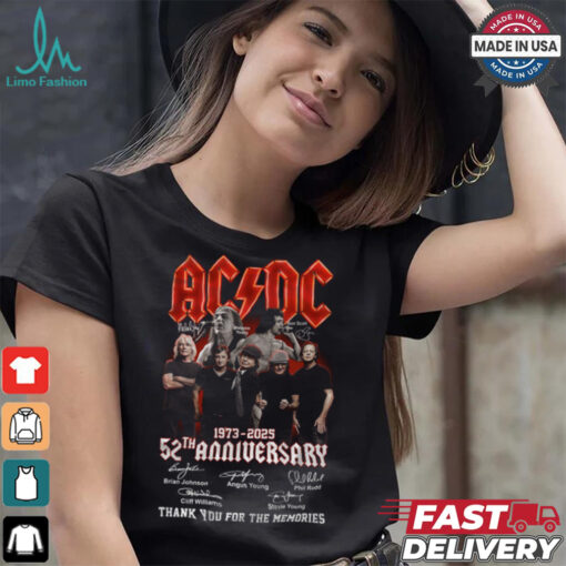 Acdc 52 Years Anniversary 1973 2025 Thank You For The Memories Gift For Fan T Shirt