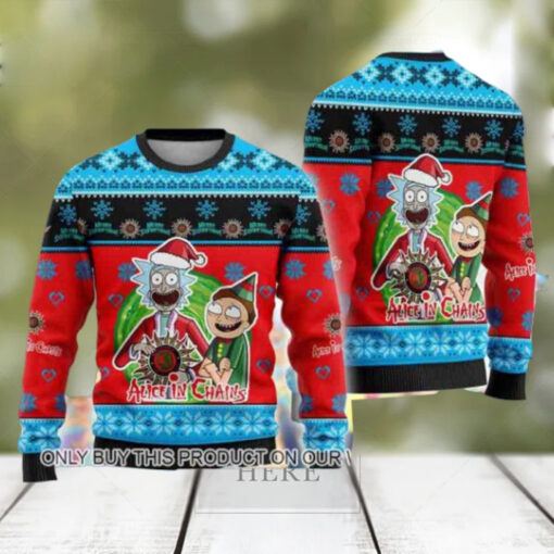 Alice In Chains With Rick And Morty Happy Xmas 2024 Ugly Christmas Sweater