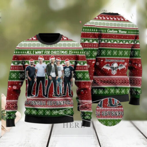 All I Want For Christmas Is Avenged Sevenfold Custom Name 2024 Ugly Christmas Sweater